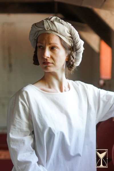 Rectangular Veil and Fillet - Cotton/Linen Blend